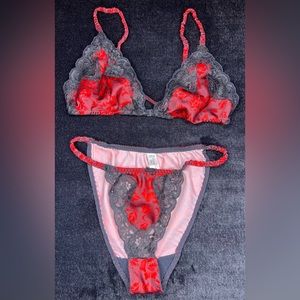 Vintage Christian Dior sexy red & black silk/lace lingerie